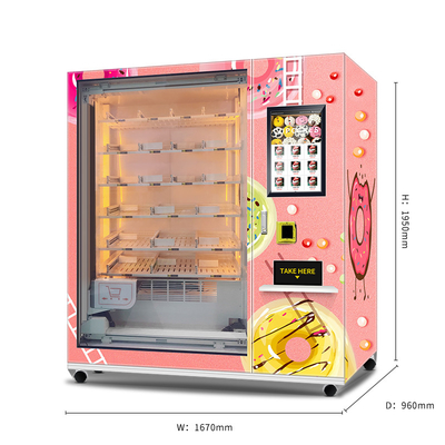 Máquina de venda automática automática dos alimentos frescos da salada da máquina de venda automática do queque do refrigerador do sistema do elevador com o tela táctil 21.5inch