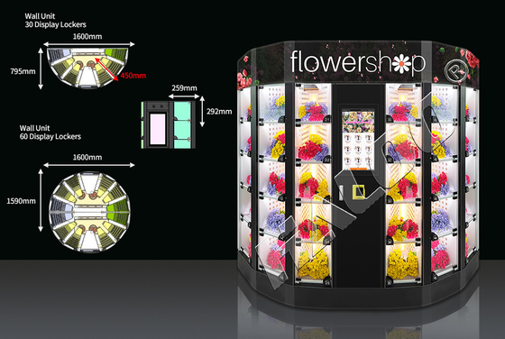 Horas do ODM do OEM 24 florescem a máquina de venda automática refrigerando do cacifo da máquina de venda automática para flores