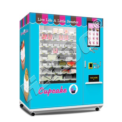 Máquina de venda automática automática dos alimentos frescos da salada da máquina de venda automática do queque do refrigerador do sistema do elevador com o tela táctil 21.5inch