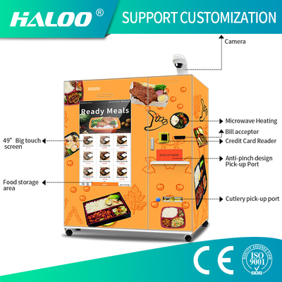 Tela táctil grande máquina de venda automática congelada totalmente automático congelada do alimento da máquina de venda automática do alimento com aquecimento 45S rápido