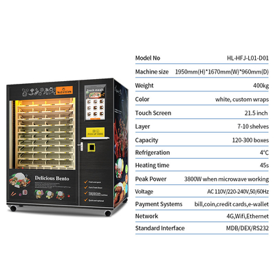 Máquina de venda automática automática do alimento da capacidade grande de 120 caixas com função refrigerar e aquecer-se