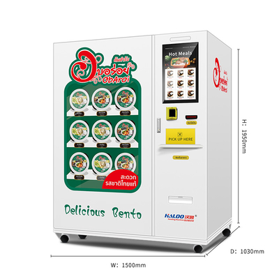 Máquina de venda automática de congelação totalmente automático da lancheira das refeições da congelação de alimento com aquecimento de micro-ondas e porto do recolhimento da cutelaria