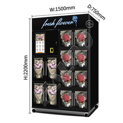 Fornecedor de Máquinas de Venda Haloo Smart Touch Screen Full Automatic Kiosk 12 grelhas Logotipo personalizado Regalos Máquina de venda de flores