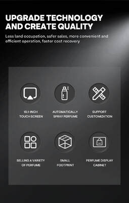 Máquina de venda de spray de perfume montada na parede Haloo pode conter quatro fragrâncias diferentes e possui cinco botões de amostra para uso na mesa