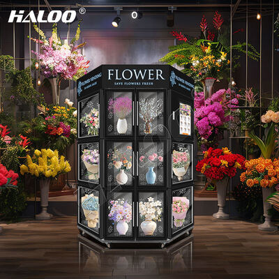 Máquina de venda de flores Haloo com função SDK, corpo em aço inoxidável com sistema de refrigeração e humidificação