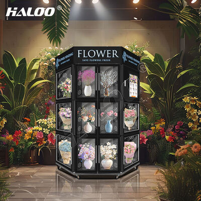 Máquina de venda de flores Haloo com função SDK, corpo em aço inoxidável com sistema de refrigeração e humidificação