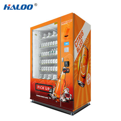 Máquina automática Haloo de 21,5 polegadas para bebidas e lanches com capacidade 360o, porta de vidro desinfetante, resistente e durável