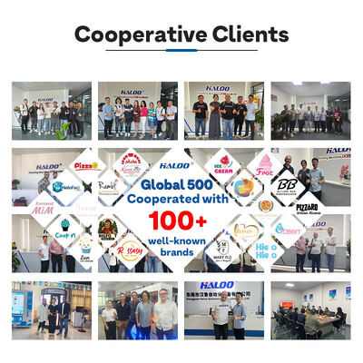 Máquina automática Haloo de 21,5 polegadas para bebidas e lanches com capacidade 360o, porta de vidro desinfetante, resistente e durável