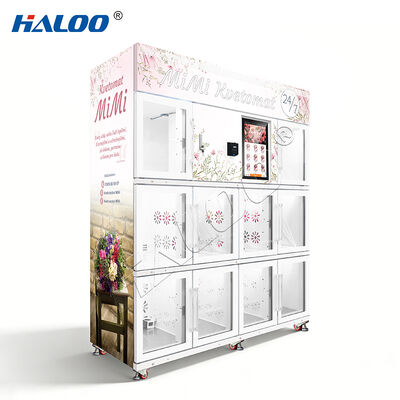 Máquina de venda automática de flores com tela sensível ao toque de 21,5 polegadas, sistema de refrigeração e preservação, feita de chapa galvanizada.